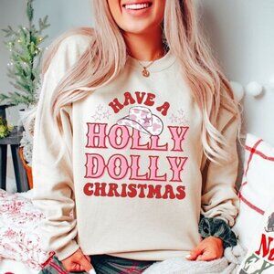 Holly Dolly Christmas Sweatshirt Western Dolly Parton Holiday Pullover Gift 05